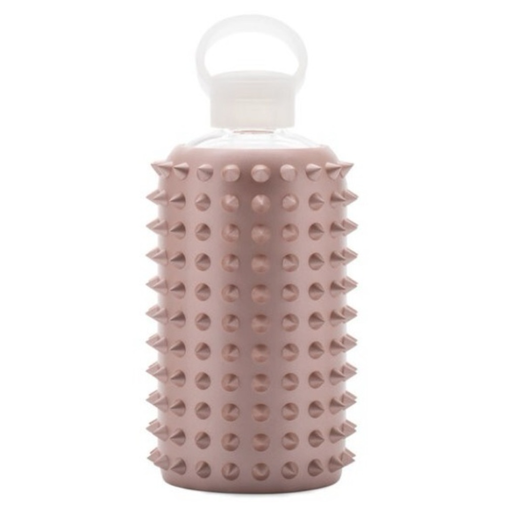 RARE bkr Glass Water Bottle Spiked Prenup (Metallic Rose Gold) Little 16oz/500ml